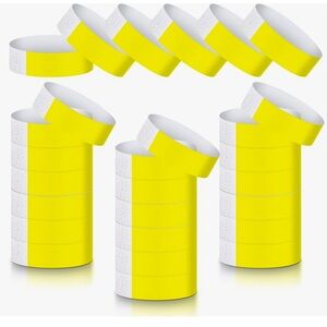 300 Pieces Paper Wristbands for Party Events Yellow